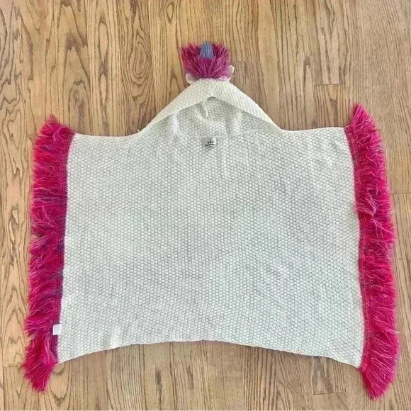 Born To Unicorn Girls Open Front Hooded Shawl Fringe Sweater w/Horn One Size - Picture 6 of 10